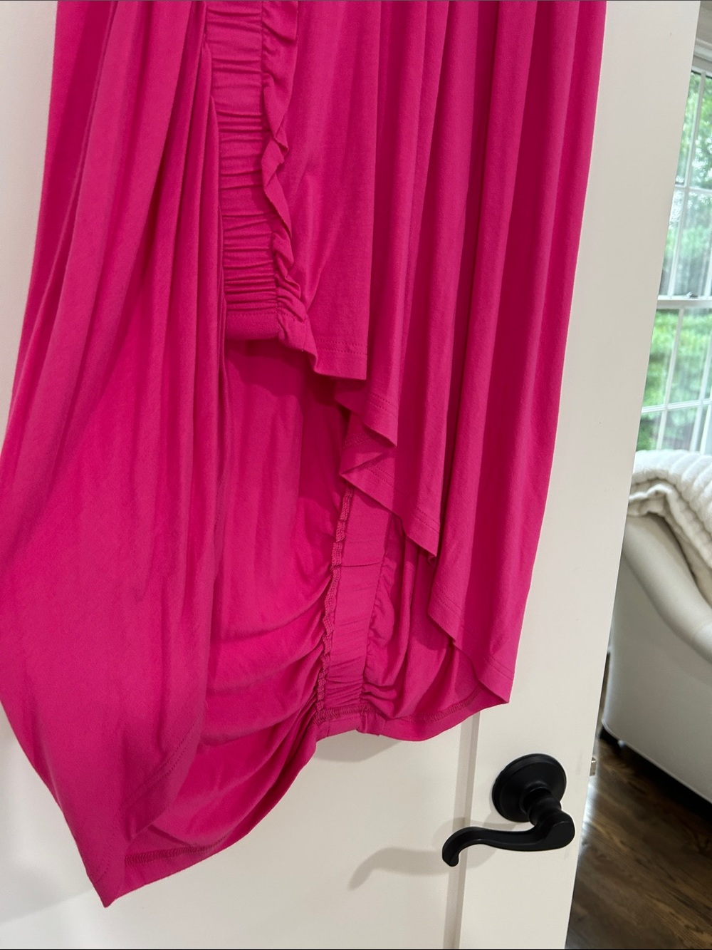 Fuchsia High-Low Ruffle Maxi Skirt - Picture 2 of 4